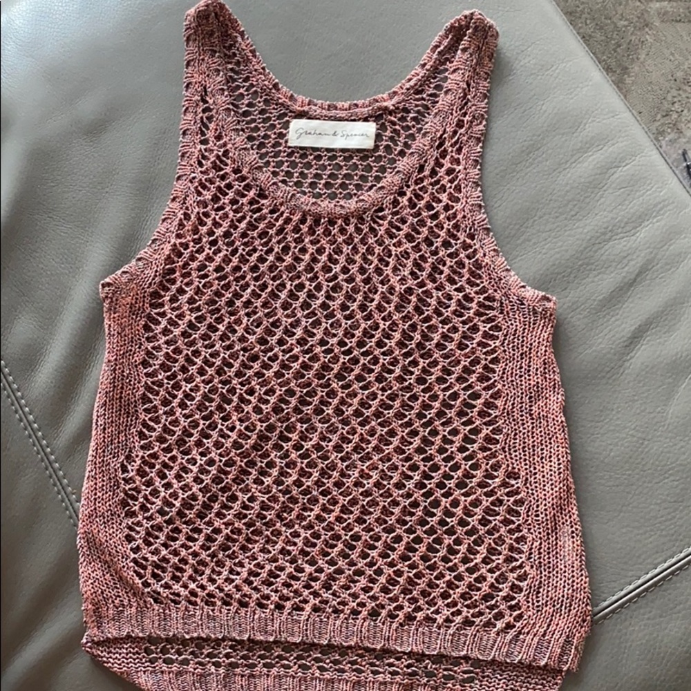 Graham & Spencer pink crochet tank top